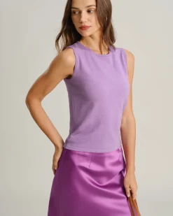 Purple Round Neck Ribbed Knit Tee