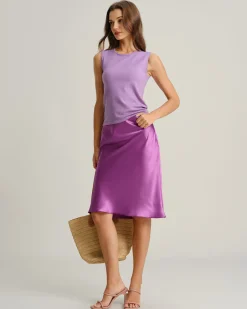 Purple Round Neck Ribbed Knit Tee
