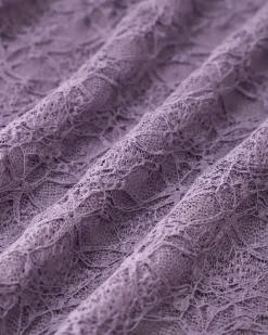 Purple Round Neck Textured Half Sleeve Tee