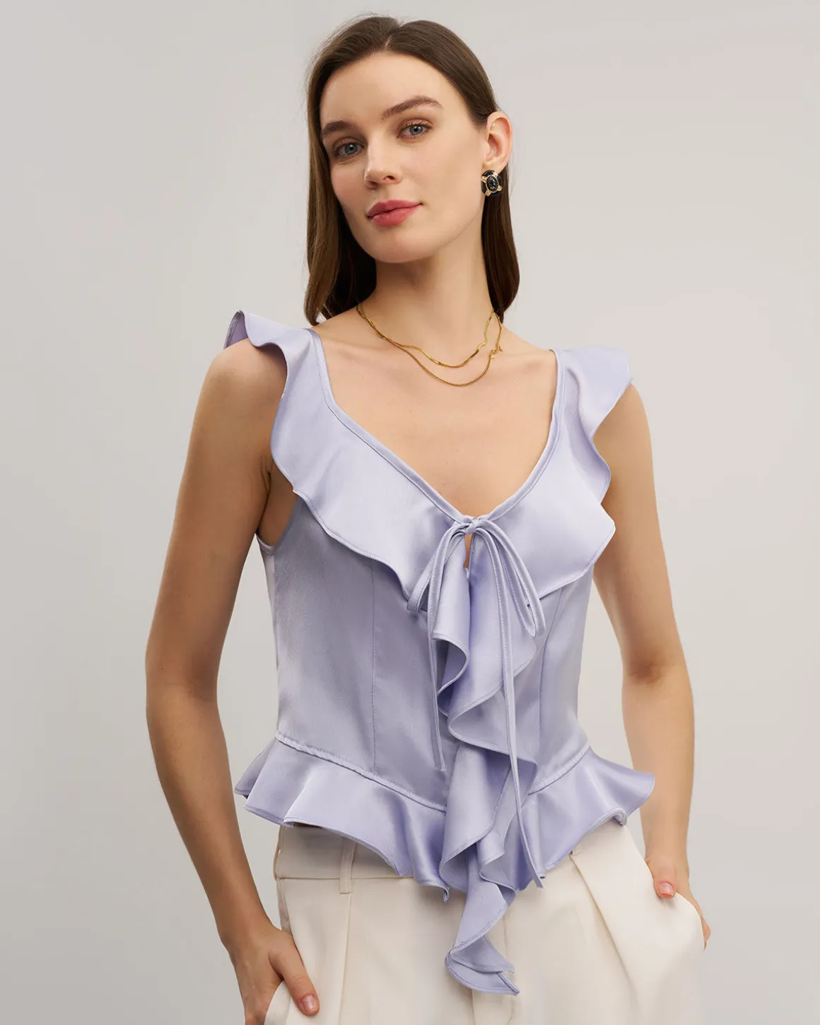 Purple Ruffle Tank Top