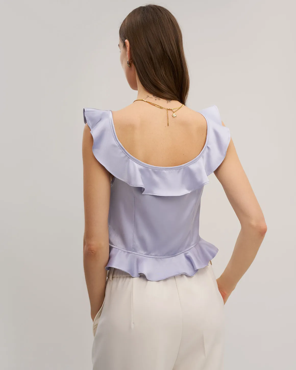 Purple Ruffle Tank Top