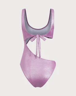 Purple Sequins Cut Out Bikini Set