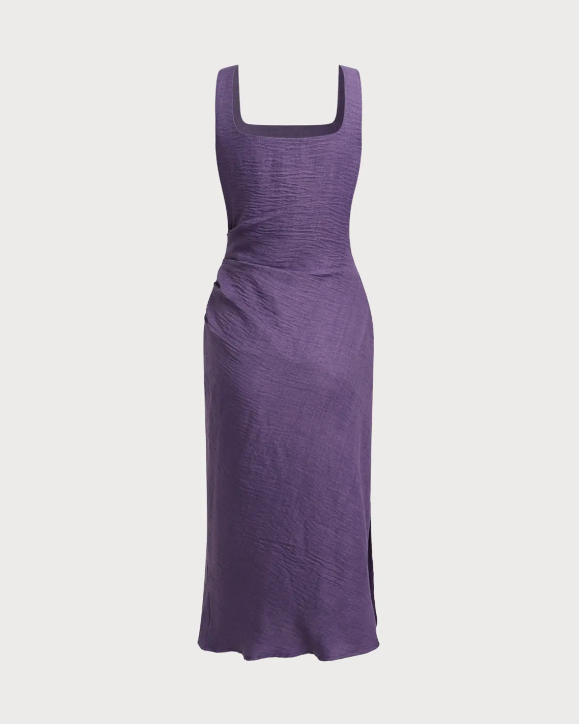 Purple Square Neck Slip Midi Dress