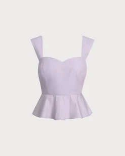 Purple Sweetheart Neck Tank Top