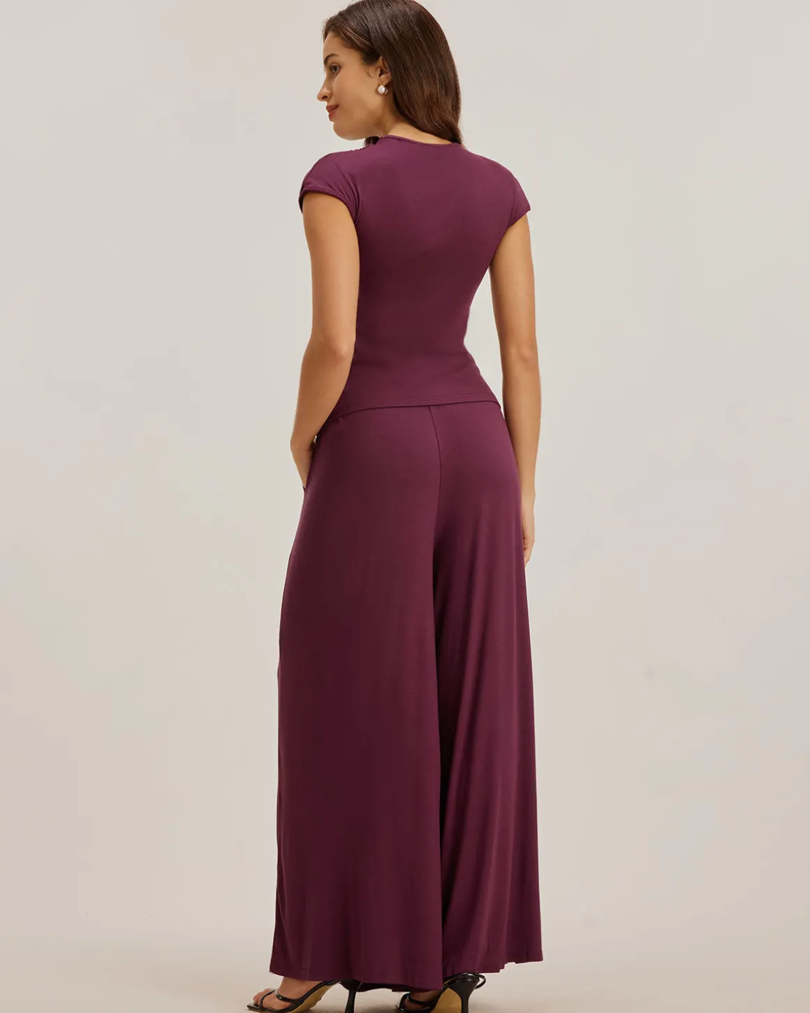 Purple Wide Leg Pants Sets