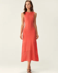 Red Bodycon Tie-Back Midi Dress