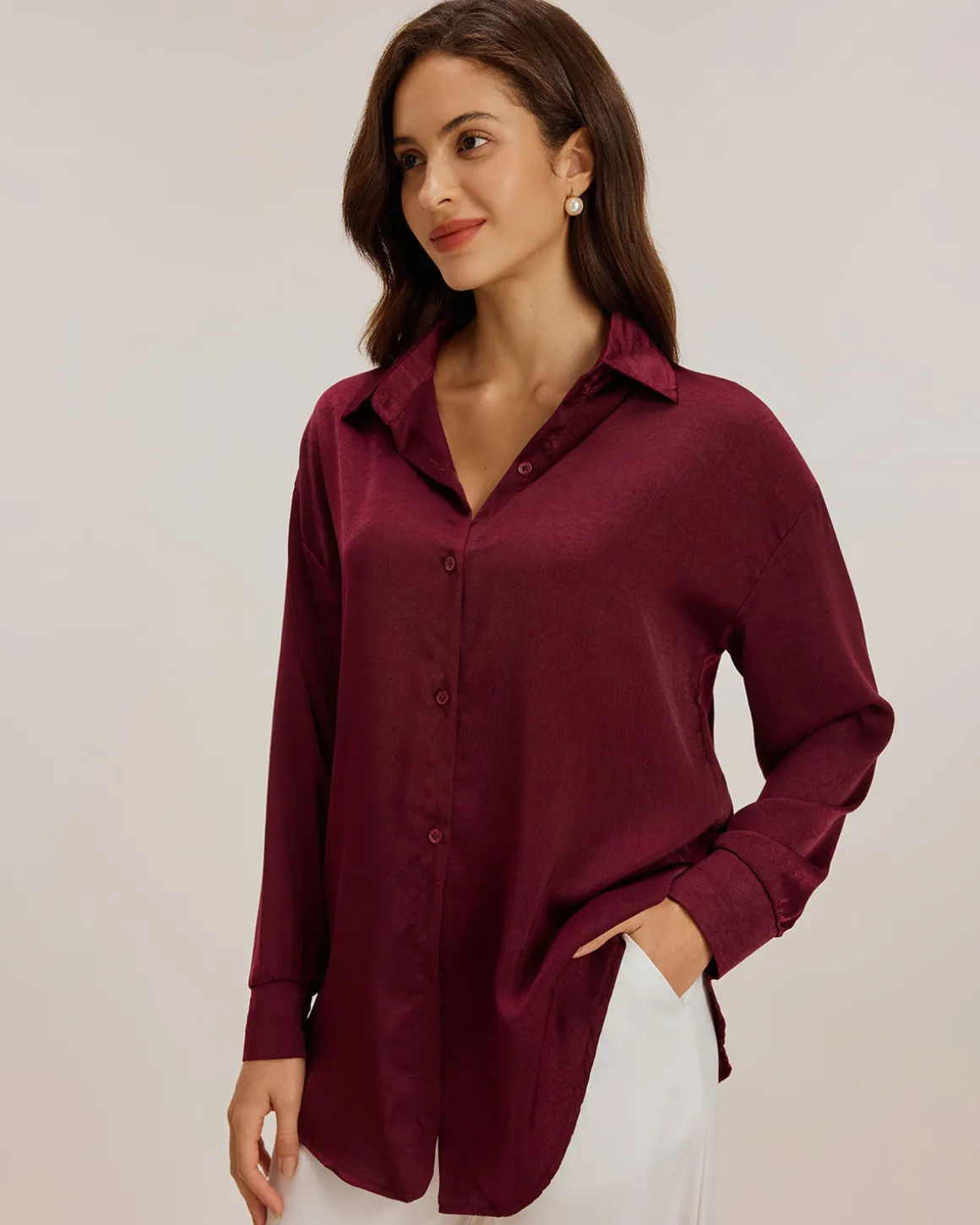 Red Button Loose Shirt