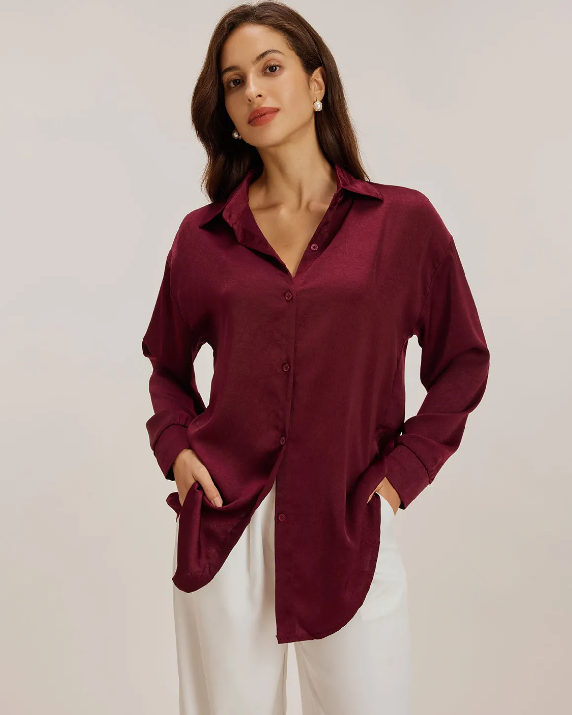 Red Button Loose Shirt