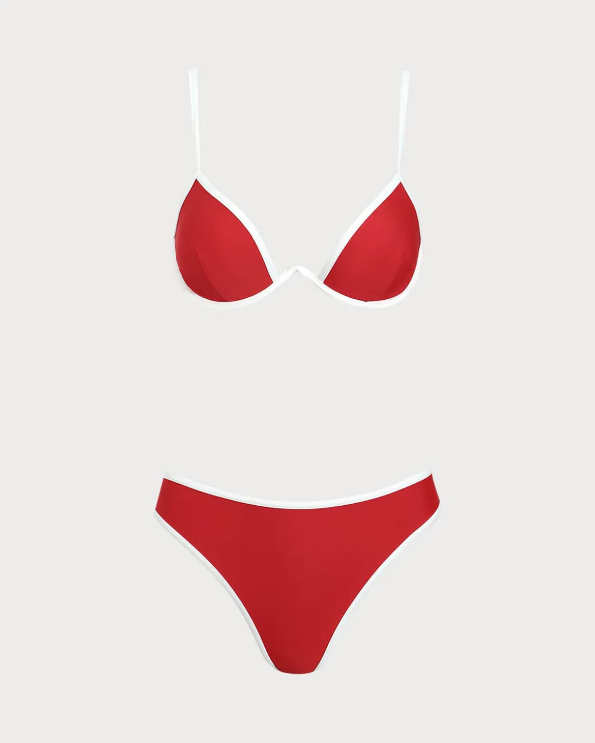 Red Contrast Underwire Bikini Set