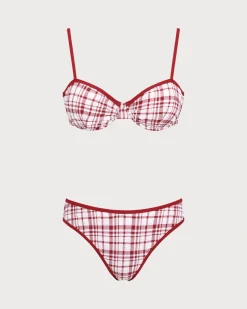 Red Contrast Underwire Bikini Set