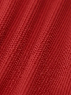 Red Criss-Cross Ribbed Bikini Set