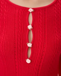 Red Cut-Out Bodycon Sweater Dress