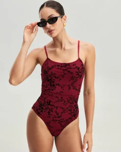 Red Floral One-Piece Swimsuit