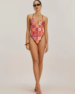Red Floral One-Piece Swimsuit