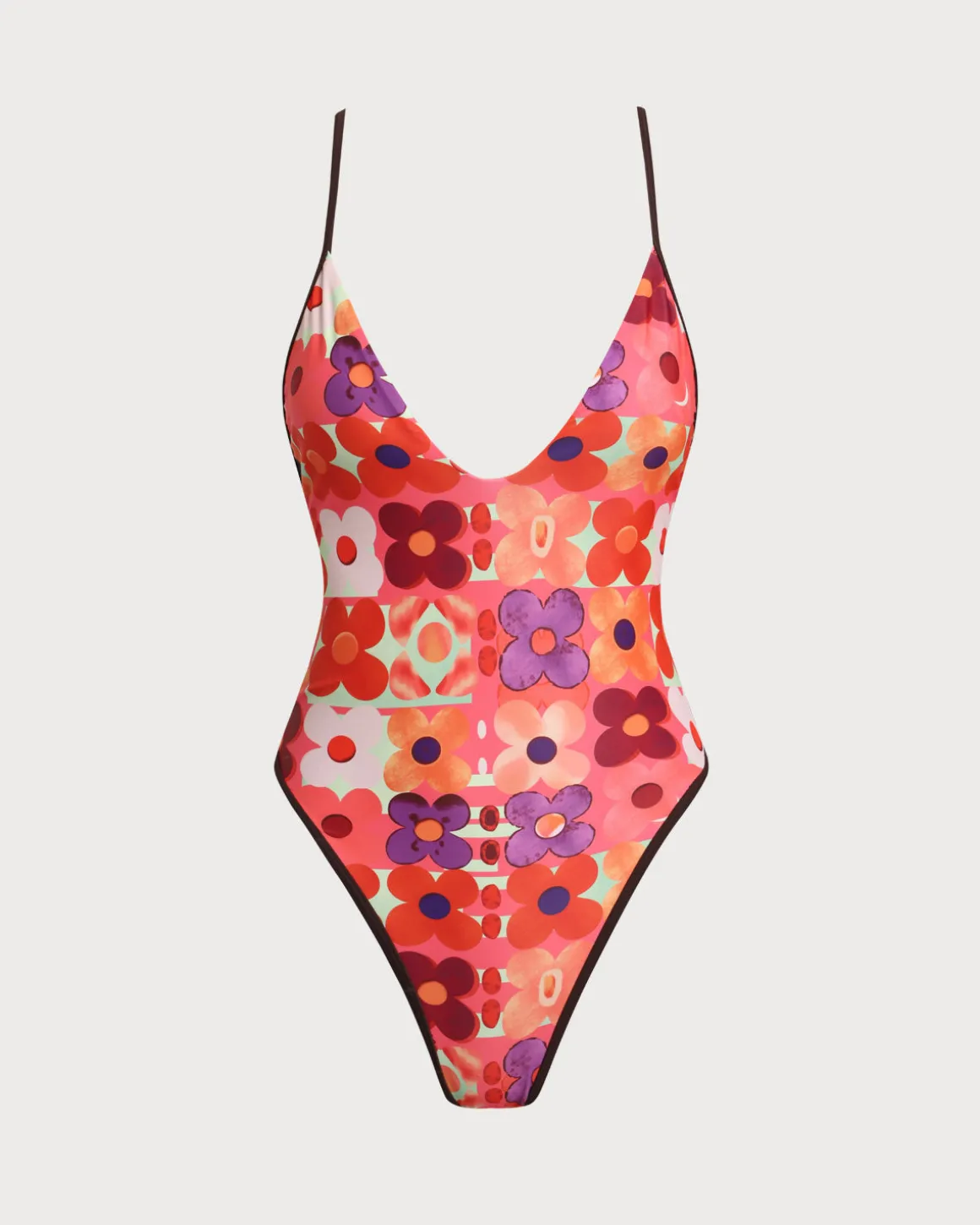 Red Floral One-Piece Swimsuit