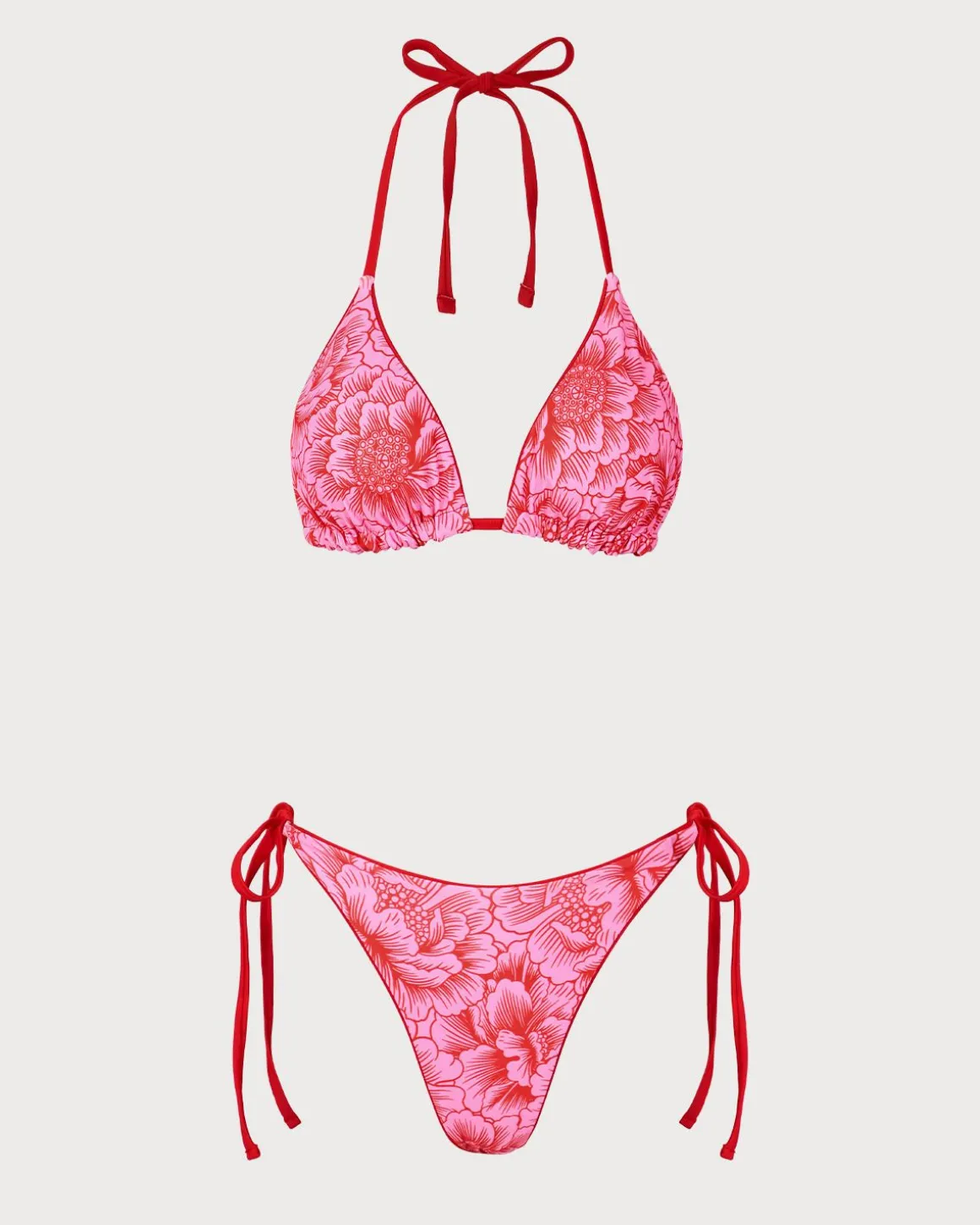Red Floral Reversible Bikini Set