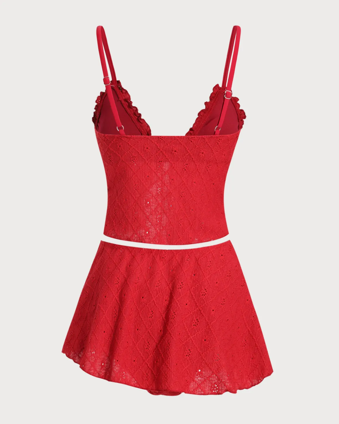Red Front Tie Tankini Three-Piece Tankini Set