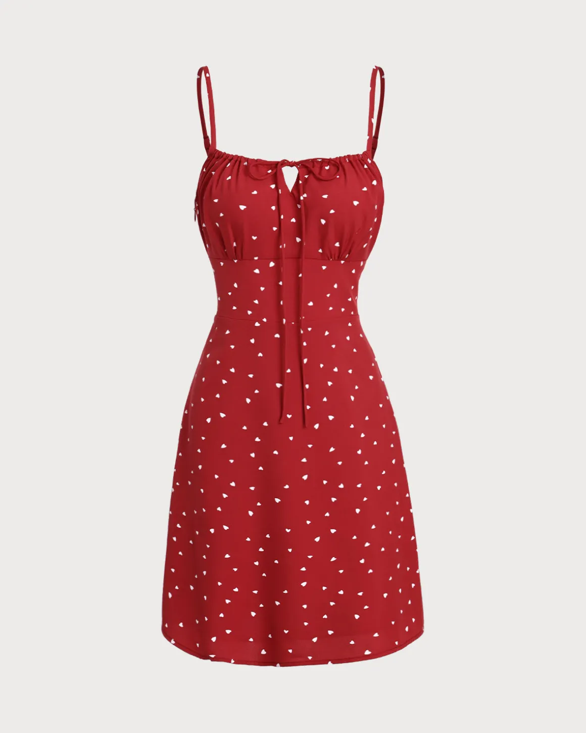 Red Heart Pattern Sweetheart Neck Slip Mini Dress
