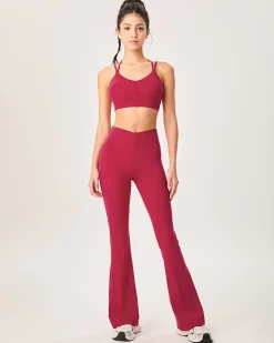 Red High Waisted Sleek Leggings