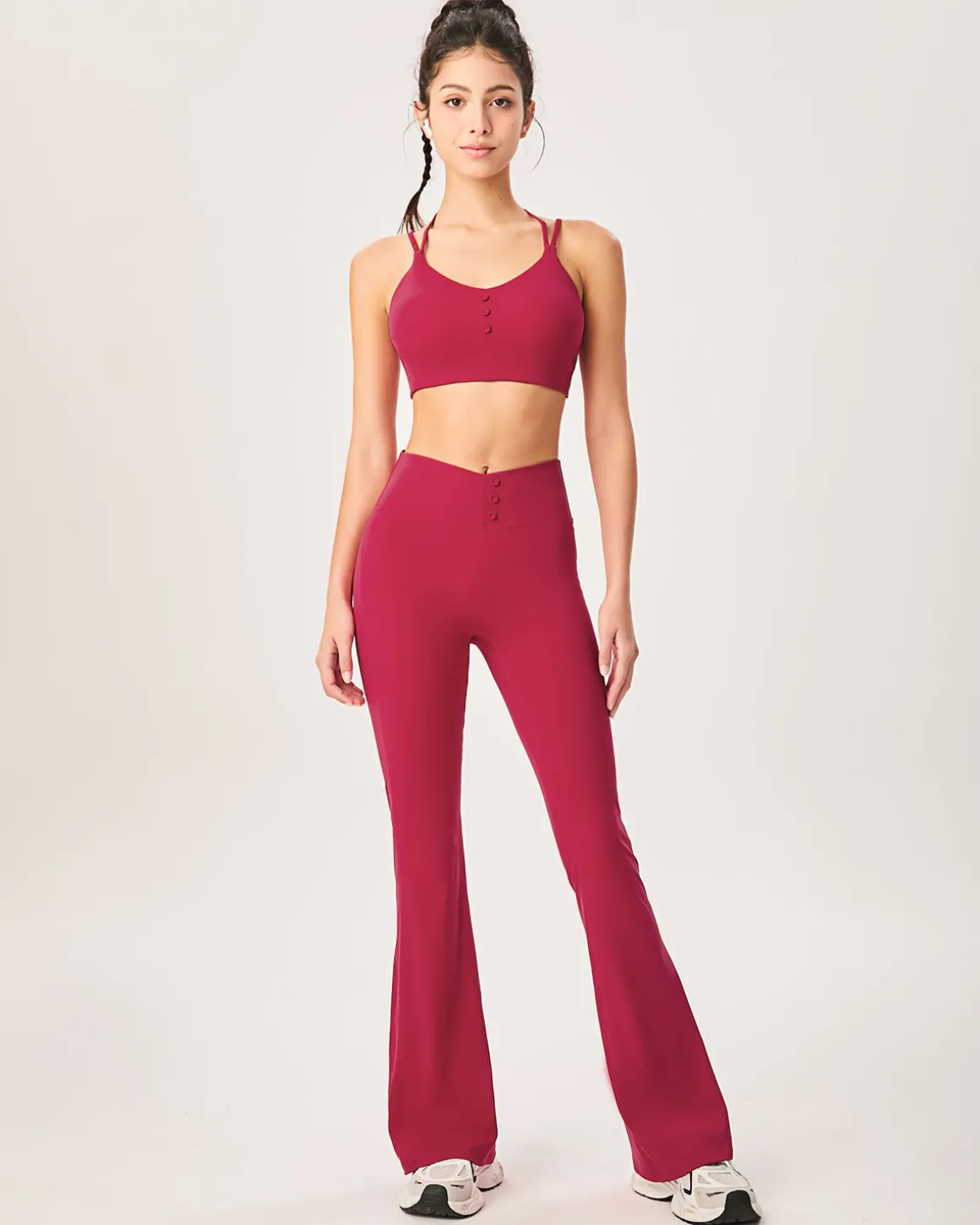 Red High Waisted Sleek Leggings