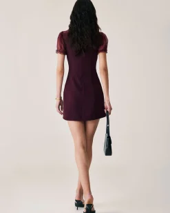 Red Lace Splicing Mini Dress