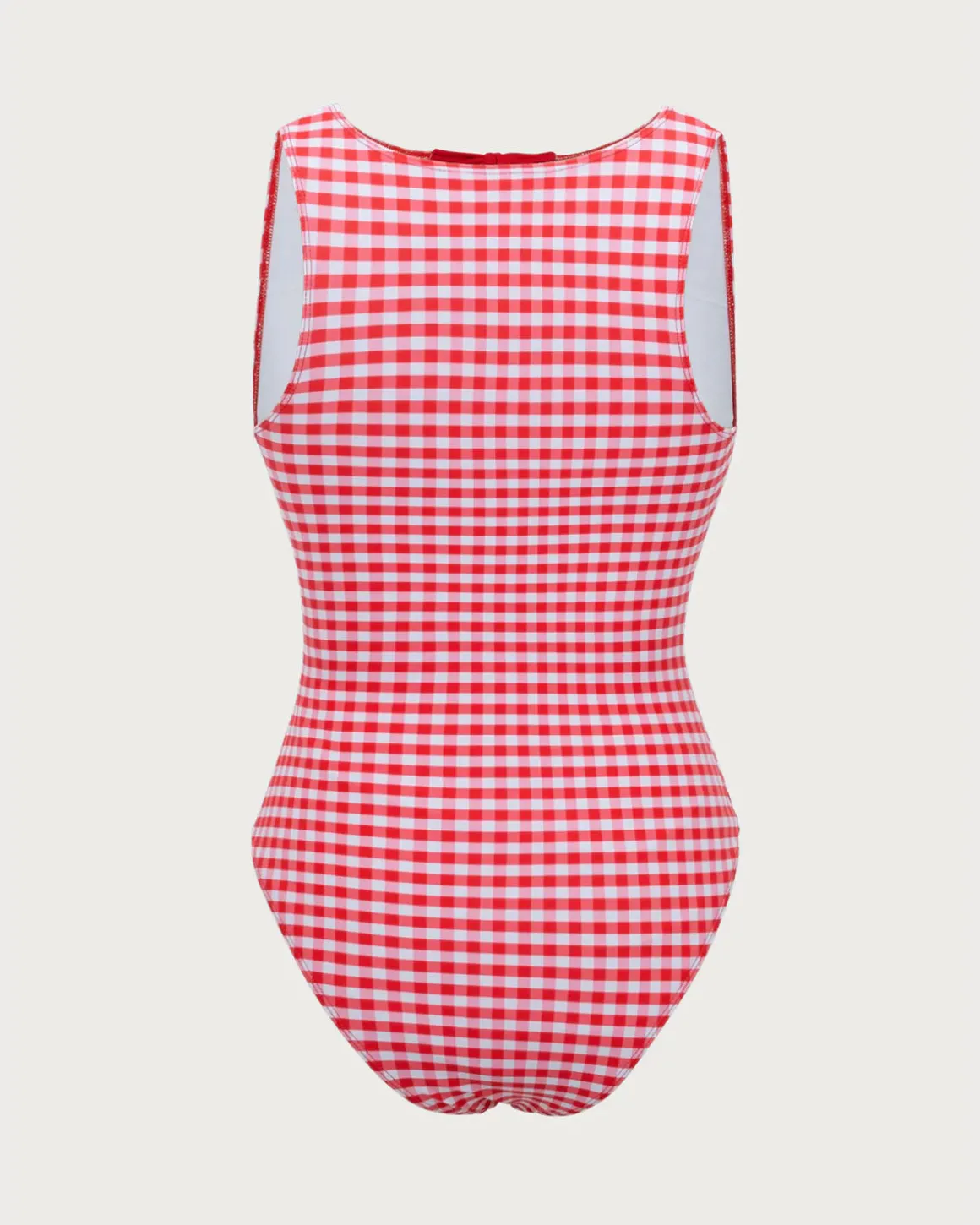 Red Plaid Retro One-Piece Swimsuit