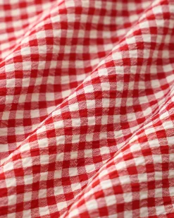 Red Plaid Square Neck Midi Dress