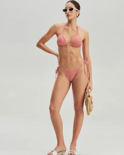 Red Plaid Triangle Bikini Set