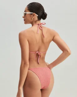 Red Plaid Triangle Bikini Set