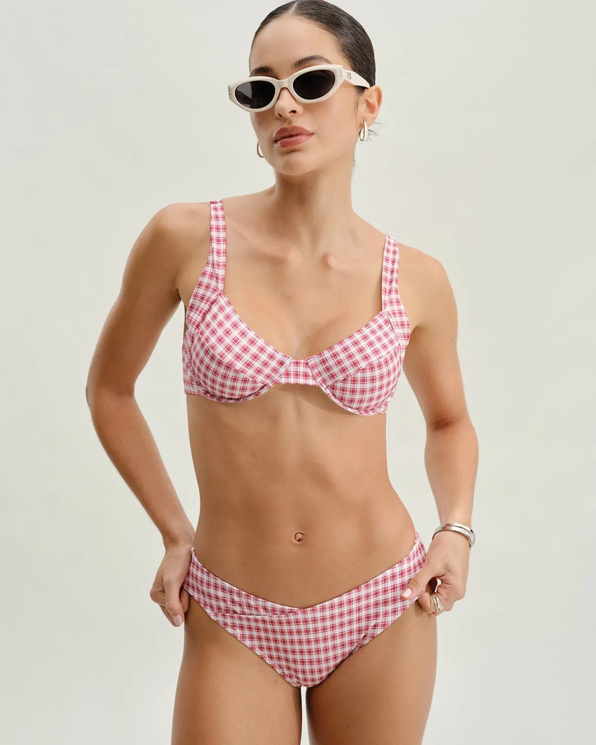 Red Plaid Underwire Bikini Set