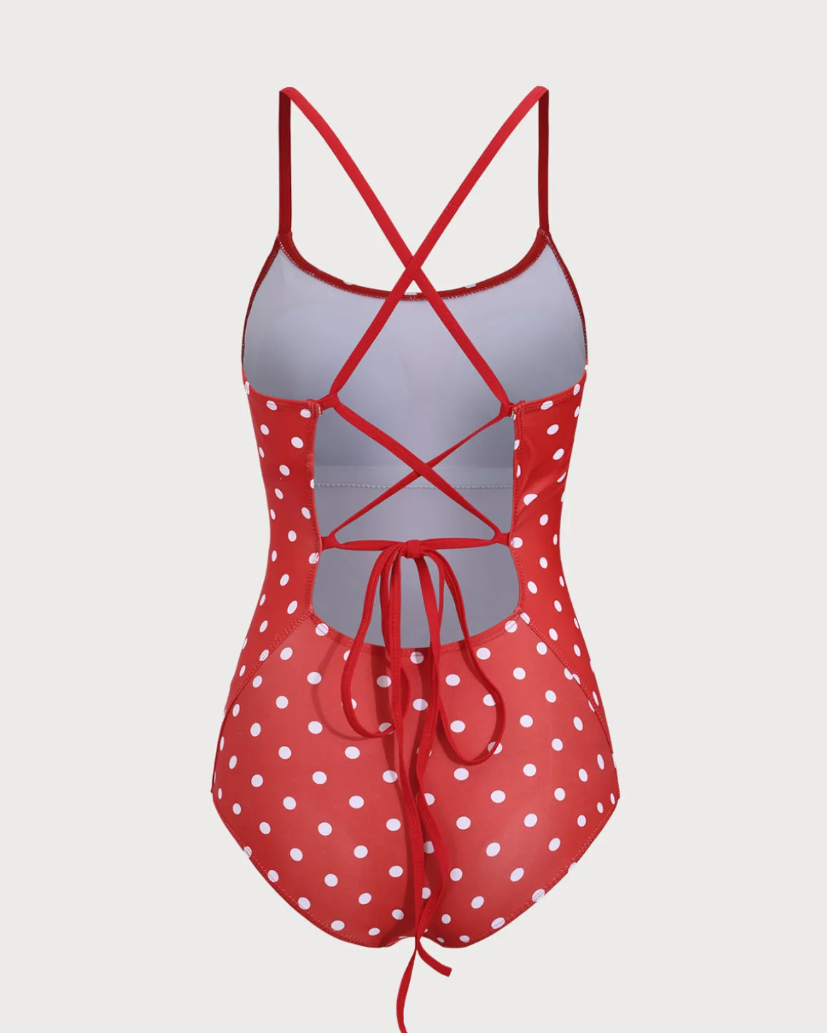 Red Polka Dot Backless One-Piece Swimsuit