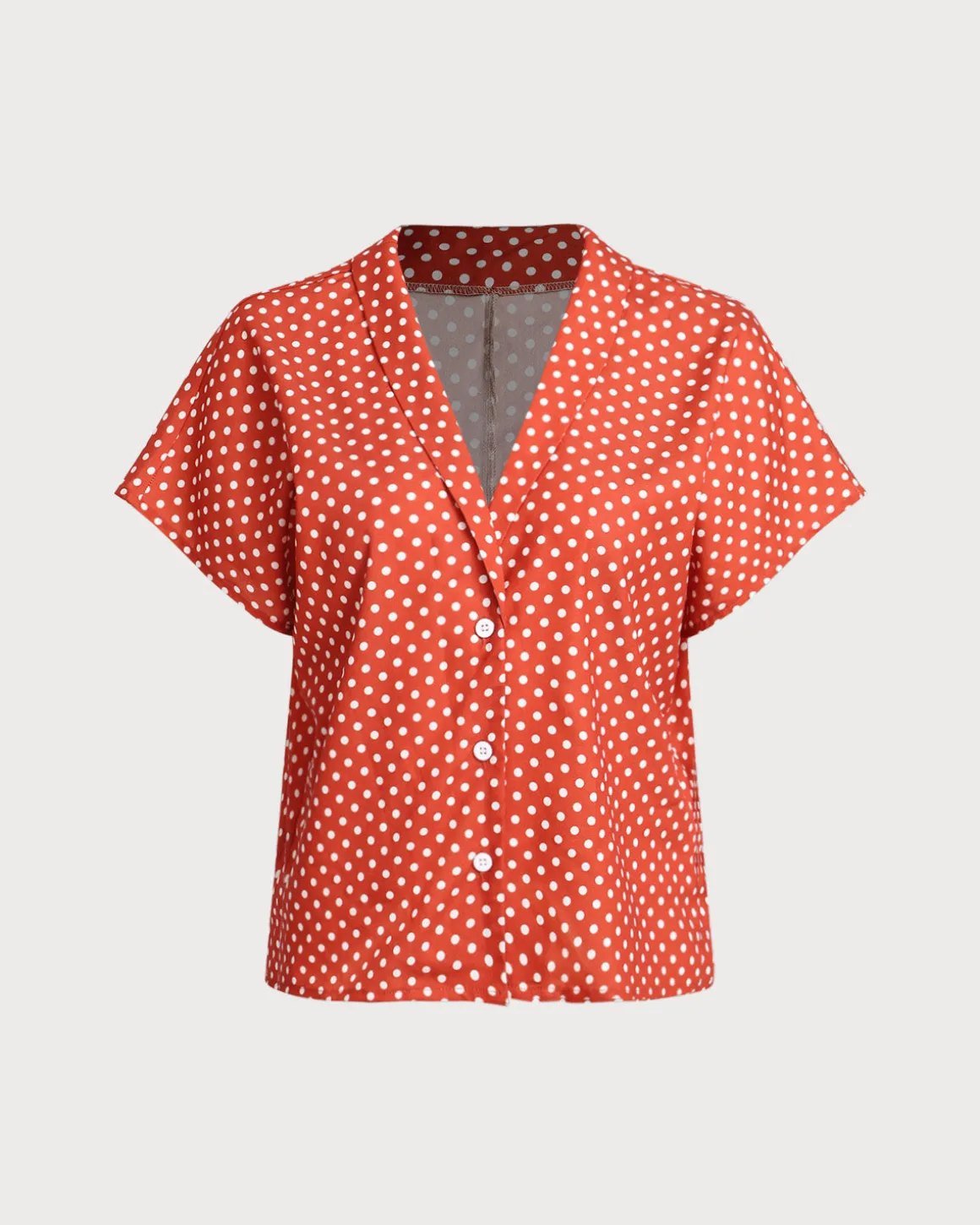 Red Polka Dot Button Blouse