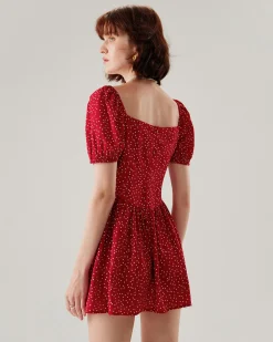 Red Polka Dot Square Neck Mini Dress