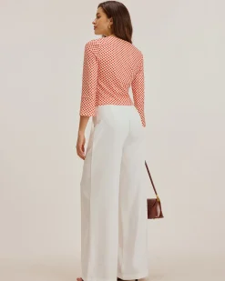 Red Polka Dot U-Neck Bell Sleeve Tee