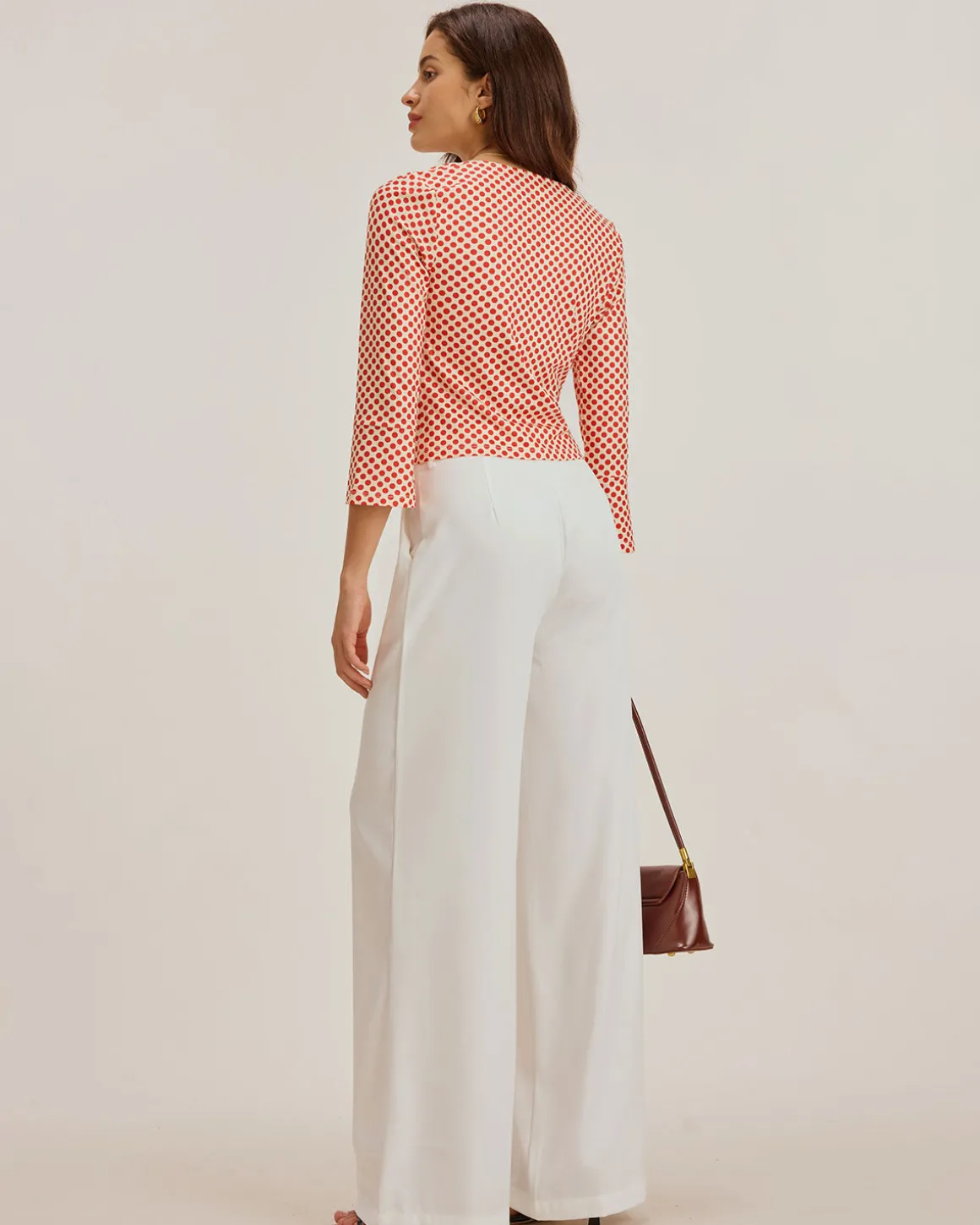 Red Polka Dot U-Neck Bell Sleeve Tee