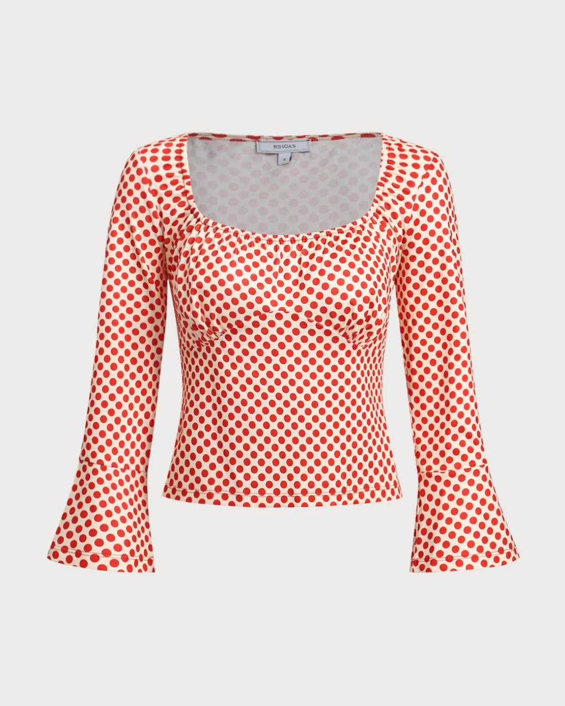 Red Polka Dot U-Neck Bell Sleeve Tee