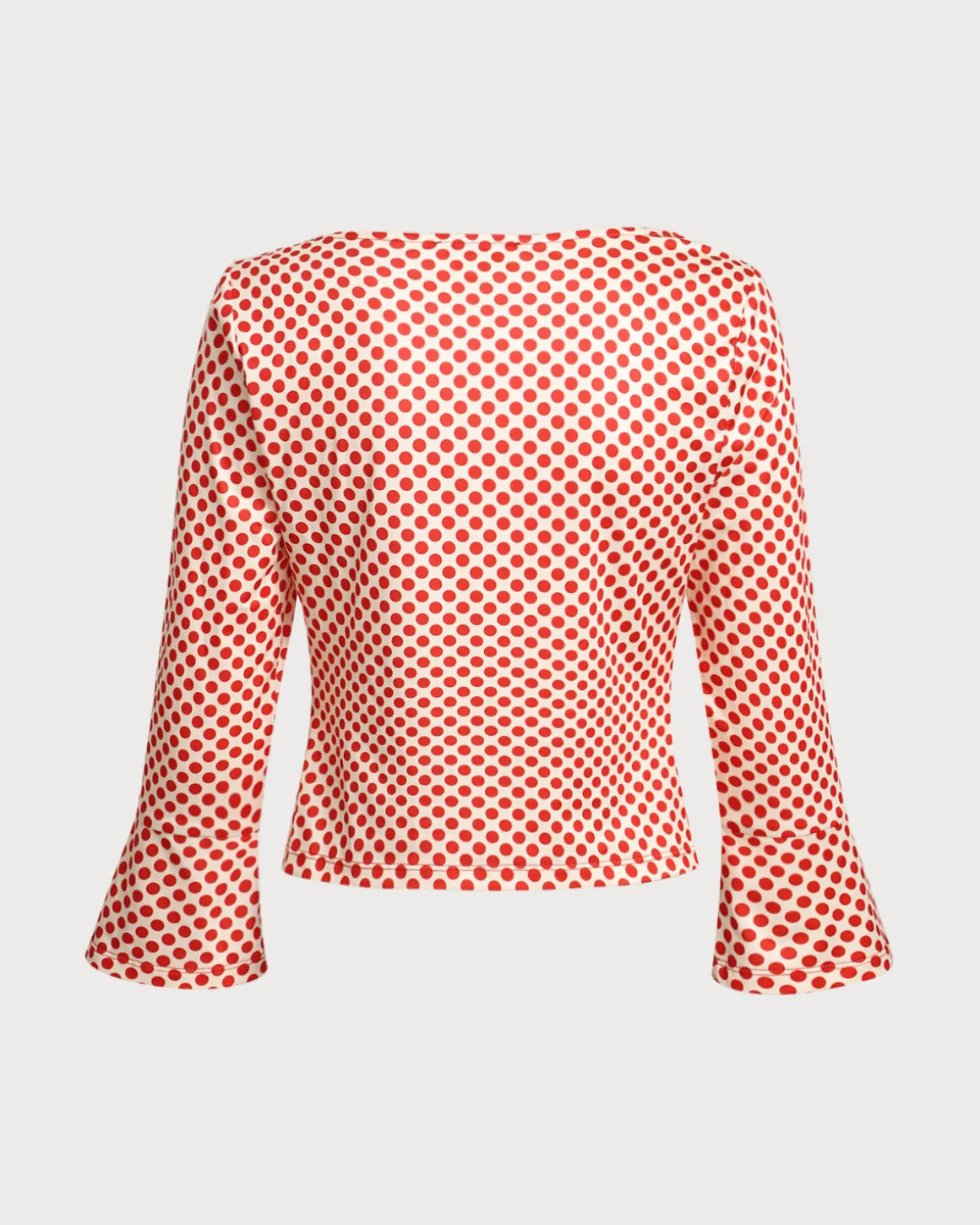 Red Polka Dot U-Neck Bell Sleeve Tee