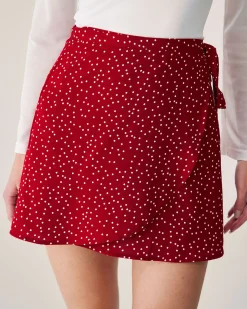 Red Polka Dot Wrap Mini Skirt