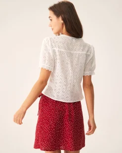 Red Polka Dot Wrap Mini Skirt