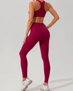 Red Quick-drying High Waisted Yoga Leggings
