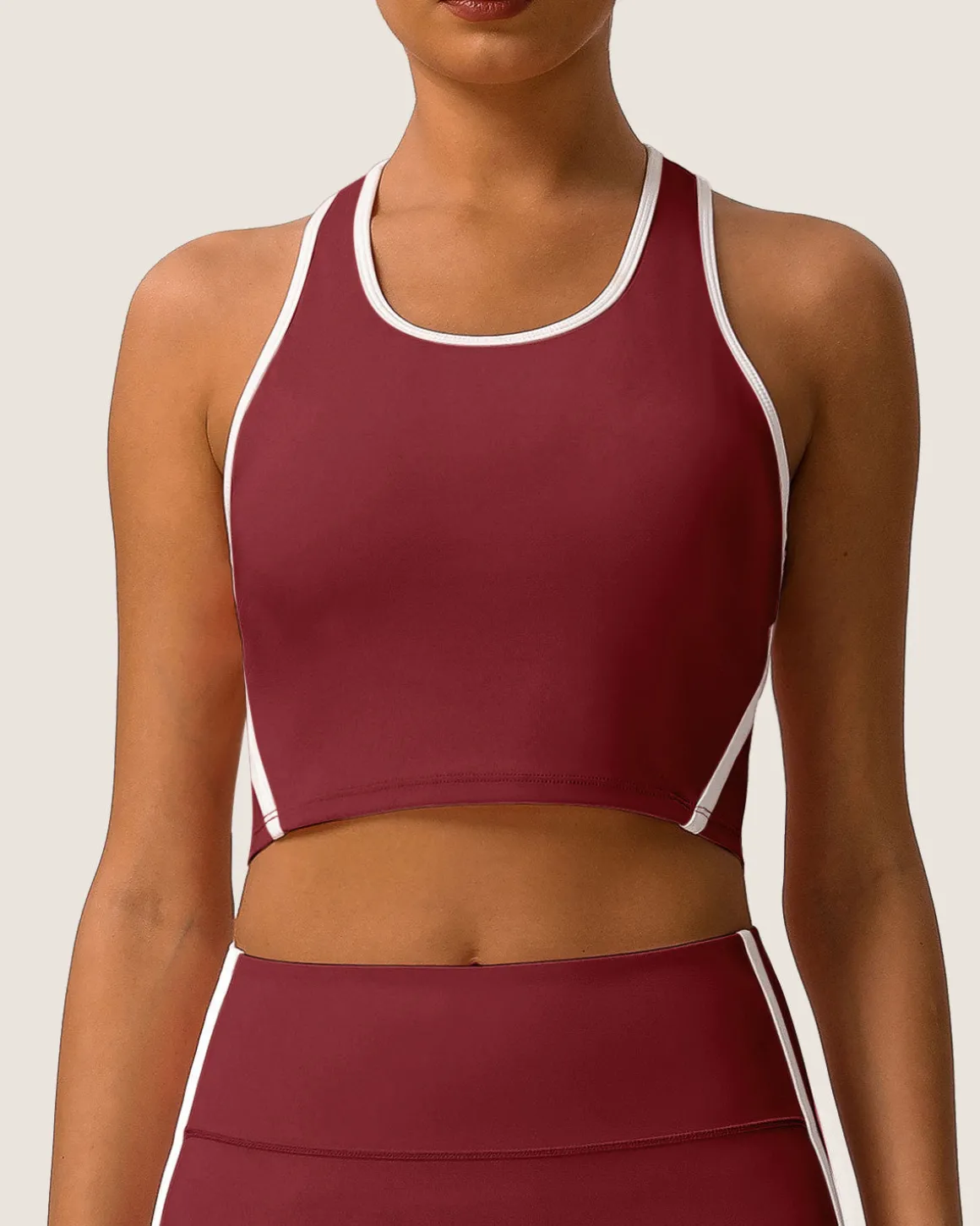 Red Scoop Neck Yoga Tank Top - Light Support