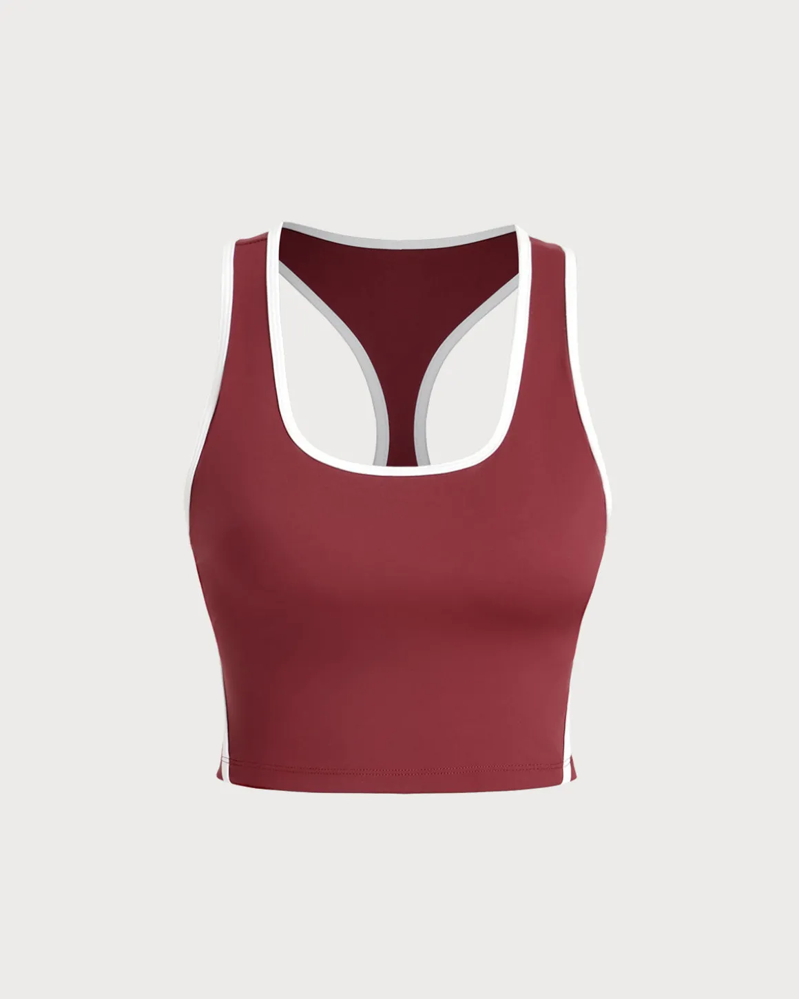 Red Scoop Neck Yoga Tank Top - Light Support