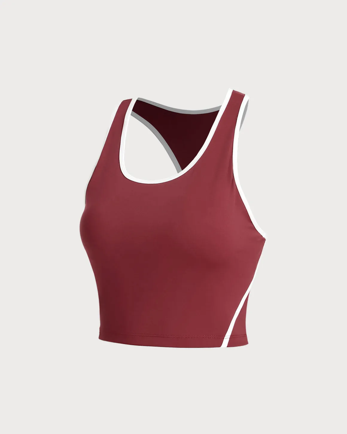 Red Scoop Neck Yoga Tank Top - Light Support