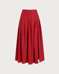 Red Skirt Two Piece Set