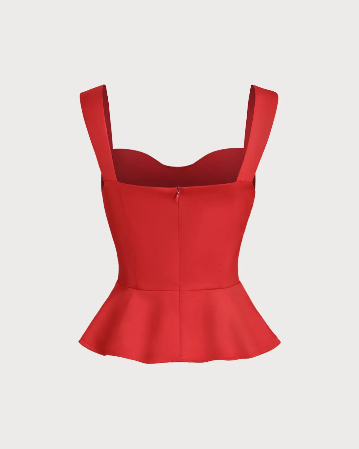 Red Sweetheart Neck Ruffle Tank Top