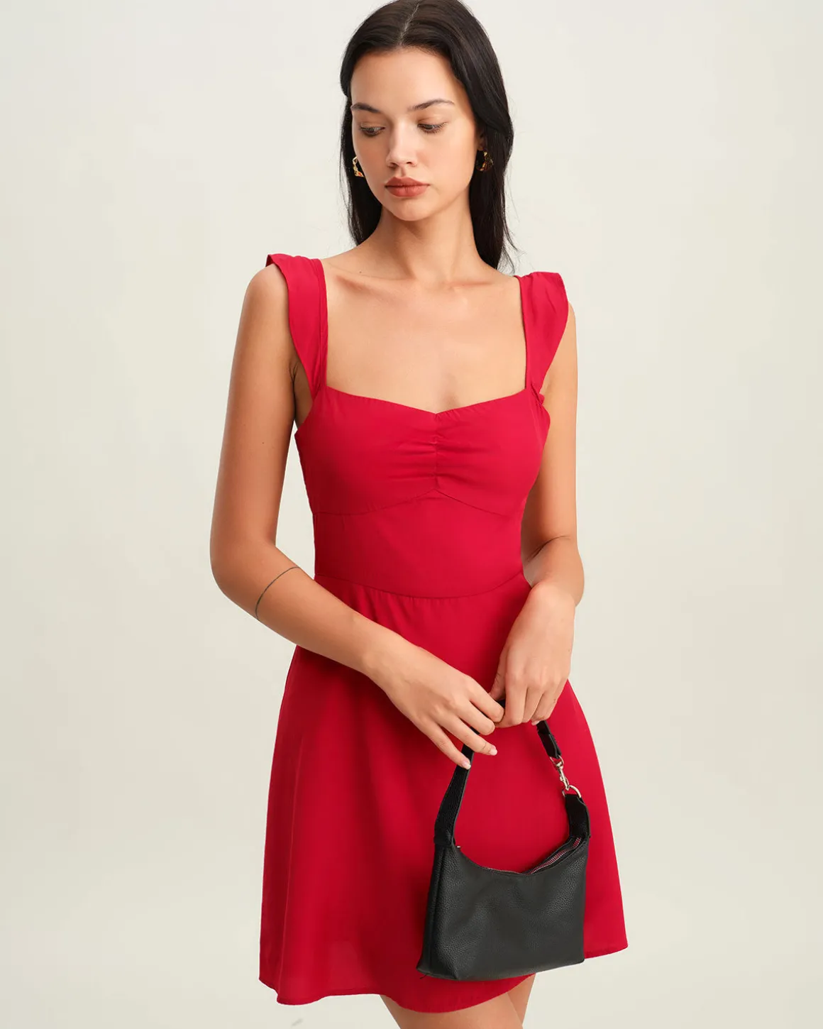 Red Sweetheart Neck Slip Mini Dress