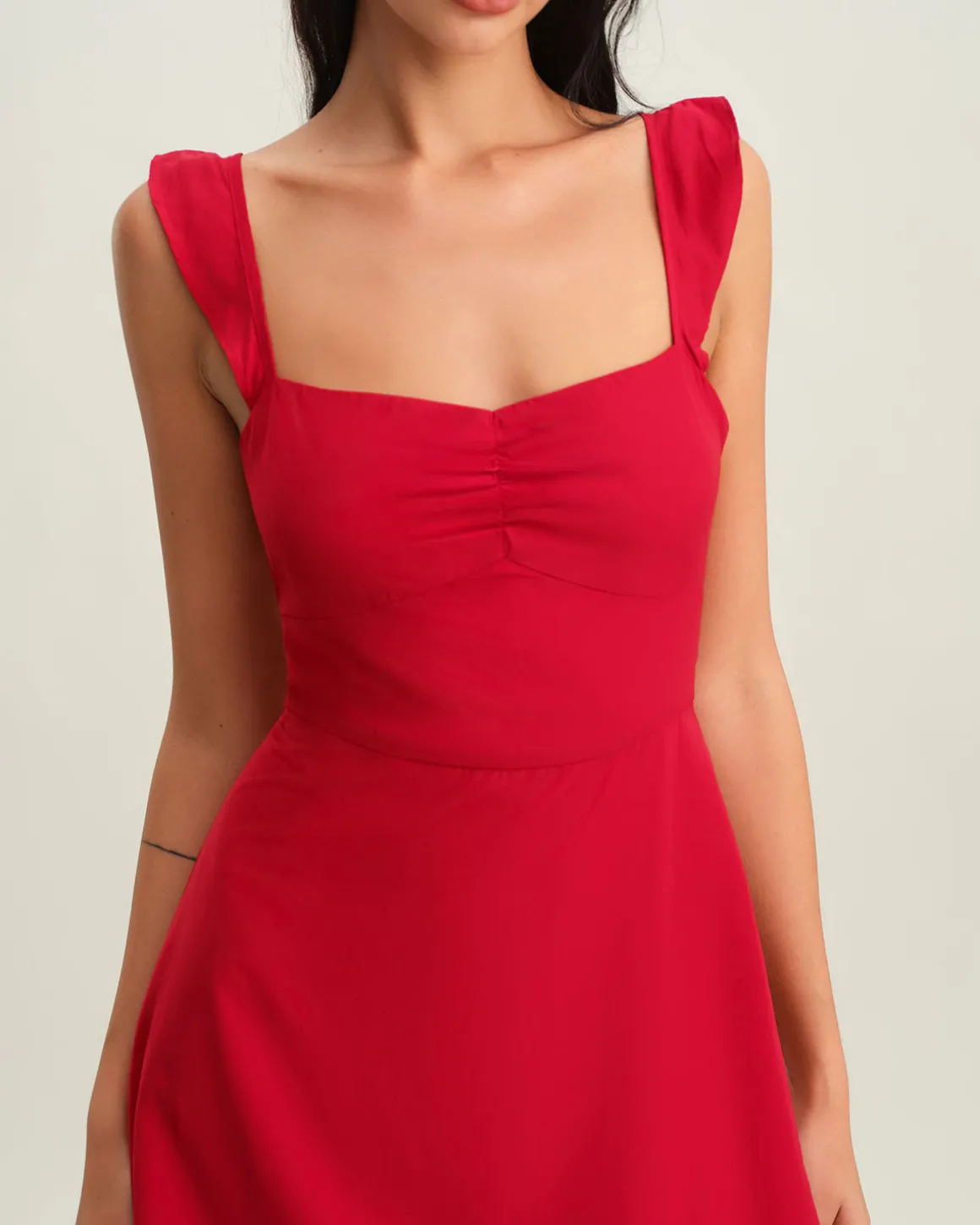 Red Sweetheart Neck Slip Mini Dress