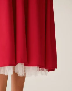 Red Sweetheart Neck Slip Maxi Dress