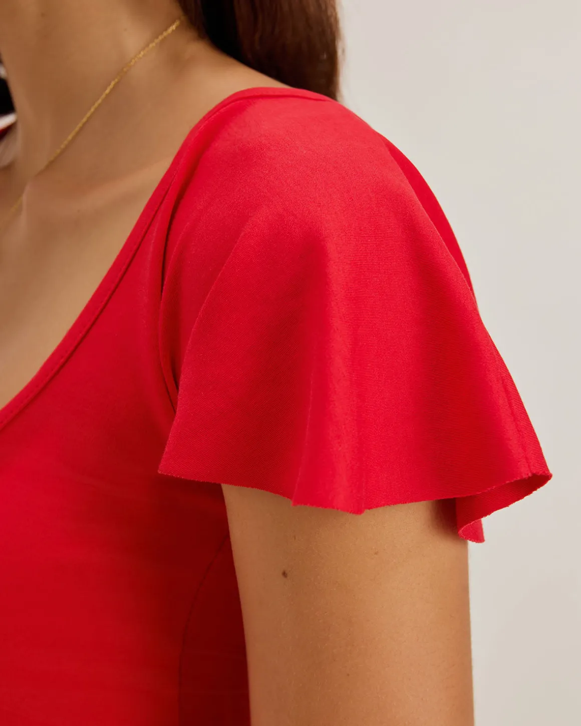 Red U Neck Slim T-shirt