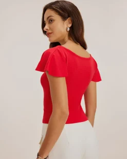 Red U Neck Slim T-shirt